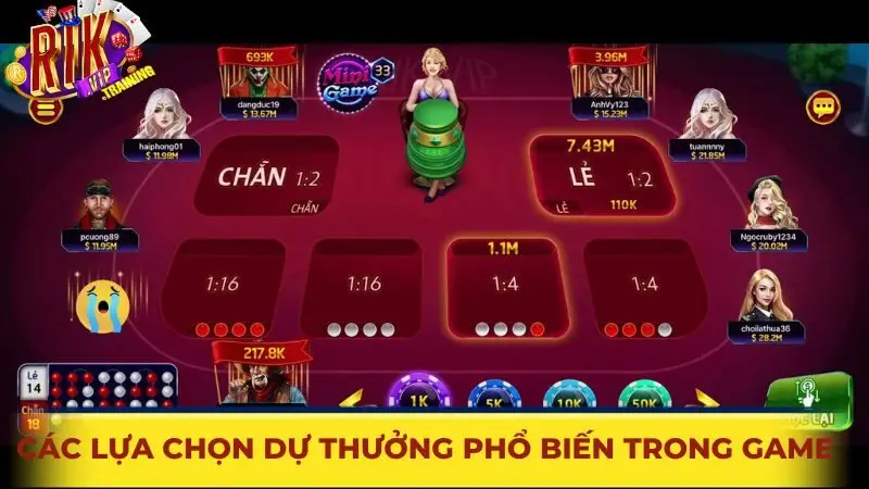 Các lựa chọn dự thưởng phổ biến trong game